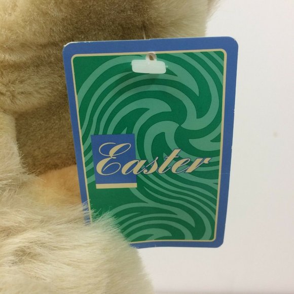 Walmart Easter Bunny Rabbit Plush Stuffed Animal Gold Bow Tan Brown 12" Toy NWT - Picture 4 of 12